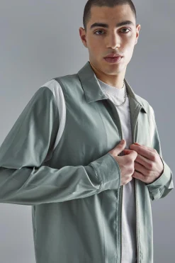 Long Sleeve Varsity Panel Shirt | BoohooMAN UK