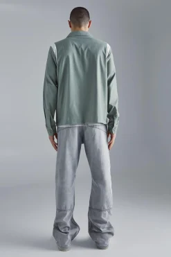Long Sleeve Varsity Panel Shirt | BoohooMAN UK