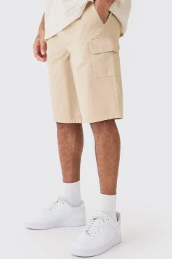 Longer Length Relaxed Fit Elasticated Waist Cargo Shorts | BoohooMAN UK