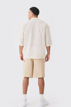 Longer Length Relaxed Fit Elasticated Waist Cargo Shorts | BoohooMAN UK