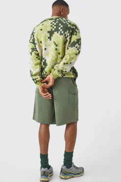 Longer Length Relaxed Fit Elasticated Waist Cargo Shorts | BoohooMAN UK