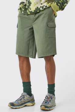 Longer Length Relaxed Fit Elasticated Waist Cargo Shorts | BoohooMAN UK