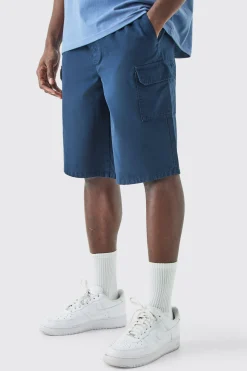 Longer Length Relaxed Fit Elasticated Waist Cargo Shorts | BoohooMAN UK