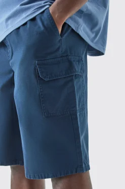 Longer Length Relaxed Fit Elasticated Waist Cargo Shorts | BoohooMAN UK
