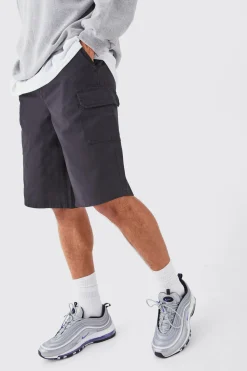 Longer Length Relaxed Fit Elasticated Waist Cargo Shorts | BoohooMAN UK