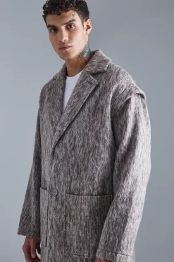 Longline Brushed Wool Look Belted Overcoat | BoohooMAN UK