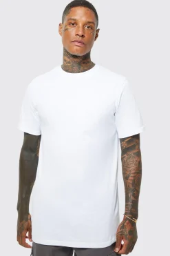 Longline Crew Neck T-shirt | BoohooMAN UK