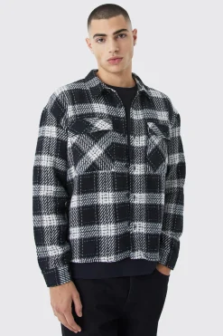 Longsleeve Boxy Check Overshirt | BoohooMAN UK