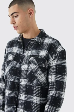 Longsleeve Boxy Check Overshirt | BoohooMAN UK