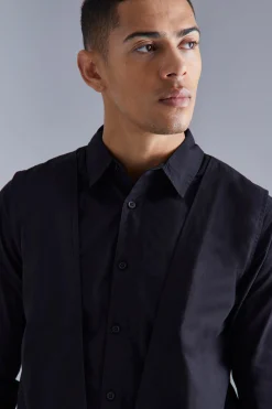 Longsleeve Layered Smart Shirt | BoohooMAN UK
