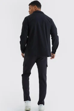Longsleeve Technical 3d Pocket Utility Shirt | BoohooMAN UK