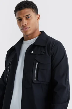 Longsleeve Technical 3d Pocket Utility Shirt | BoohooMAN UK