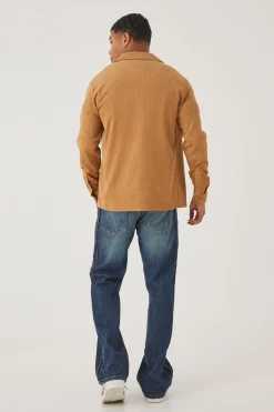 Longsleeve Textured Rib Revere Shirt | BoohooMAN UK