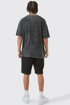 Loose Contrast Stitch Crotch Print Shorts | BoohooMAN UK