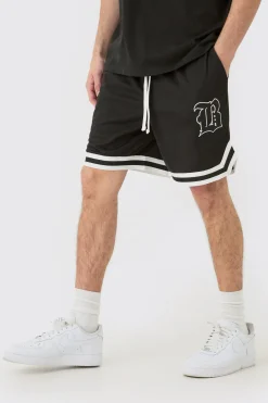 Loose Fit B Applique Mesh Short Length Basketball Short | BoohooMAN UK