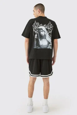 Loose Fit B Applique Mesh Short Length Basketball Short | BoohooMAN UK