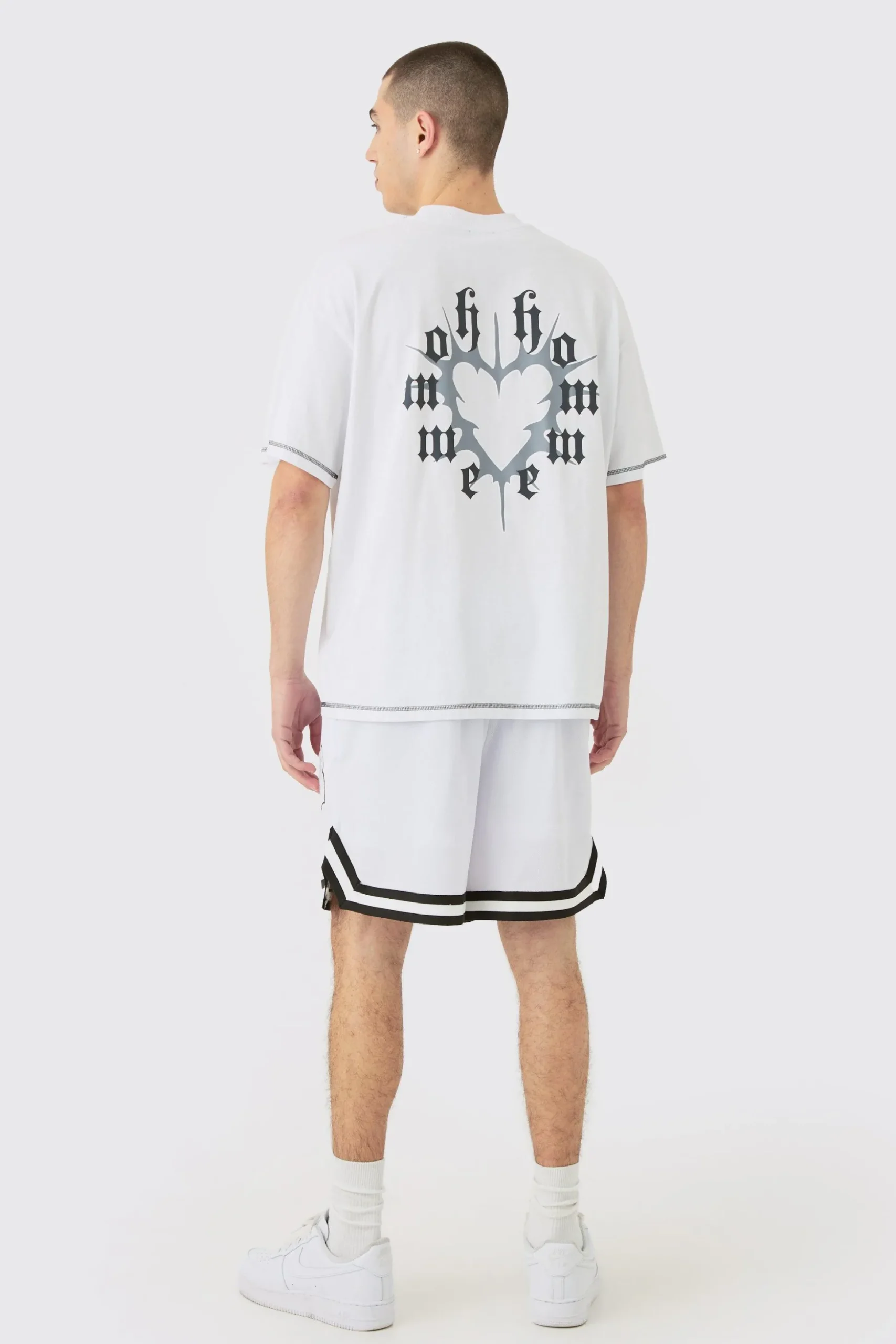 Loose Fit B Applique Mesh Short Length Basketball Short | BoohooMAN UK