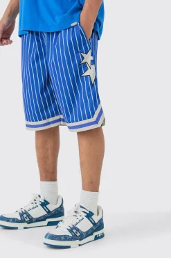 Loose Fit Basketball Stripe Mesh Shorts | BoohooMAN UK