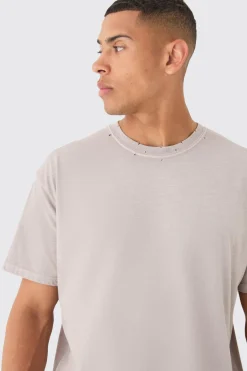 Loose Fit Distressed Wash T-shirt | BoohooMAN UK