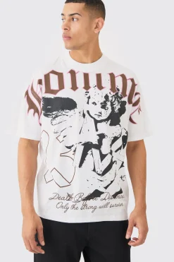 Loose Fit Extended Neck Homme Large Scale Graphic T-shirt | BoohooMAN UK