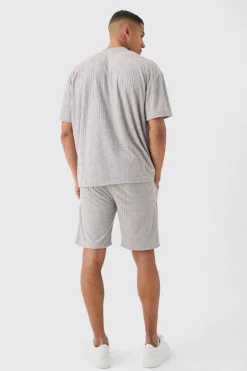 Loose Fit Geo Towelling Jacquard Shorts | BoohooMAN UK