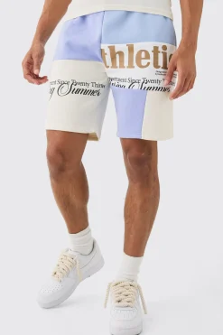 Loose Fit Graphic Patchwork Jersey Shorts | BoohooMAN UK