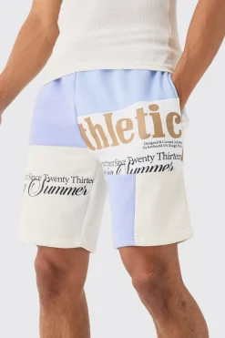 Loose Fit Graphic Patchwork Jersey Shorts | BoohooMAN UK