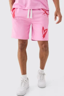 Loose Fit Heart Short | BoohooMAN UK