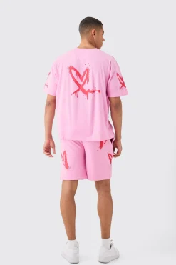 Loose Fit Heart Short | BoohooMAN UK