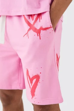 Loose Fit Heart Short | BoohooMAN UK