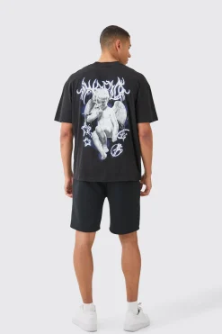 Loose Fit Homme Applique Shorts | BoohooMAN UK