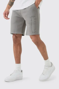 Loose Fit Homme Self Fabric Applique Shorts | BoohooMAN UK