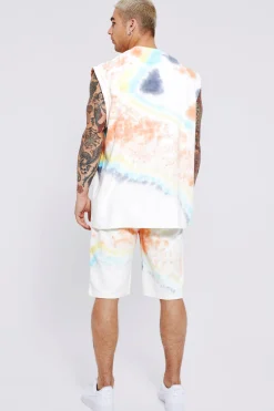 Loose Fit, Long Length Heavy Loopback Tie Dye Short | BoohooMAN UK