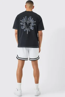 Loose Fit Mesh Short Length Basketball Short | BoohooMAN UK
