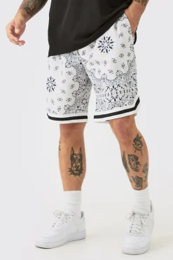 Loose Fit Mid Length Bandana Mesh Basketball Short | BoohooMAN UK