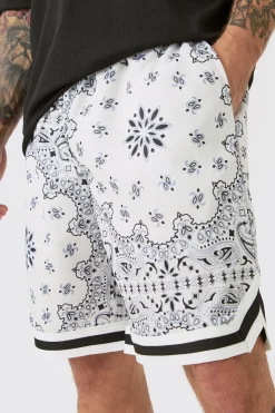Loose Fit Mid Length Bandana Mesh Basketball Short | BoohooMAN UK