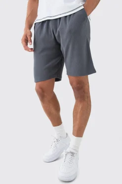 Loose Fit Mid Length Heavyweight Ribbed Shorts | BoohooMAN UK