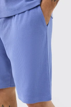 Loose Fit Mid Length Heavyweight Ribbed Shorts | BoohooMAN UK