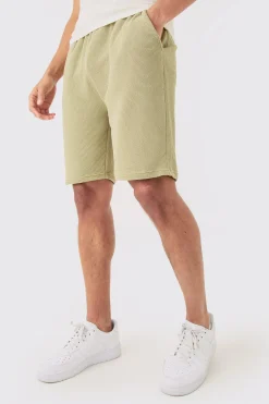 Loose Fit Mid Length Textured Shorts | BoohooMAN UK