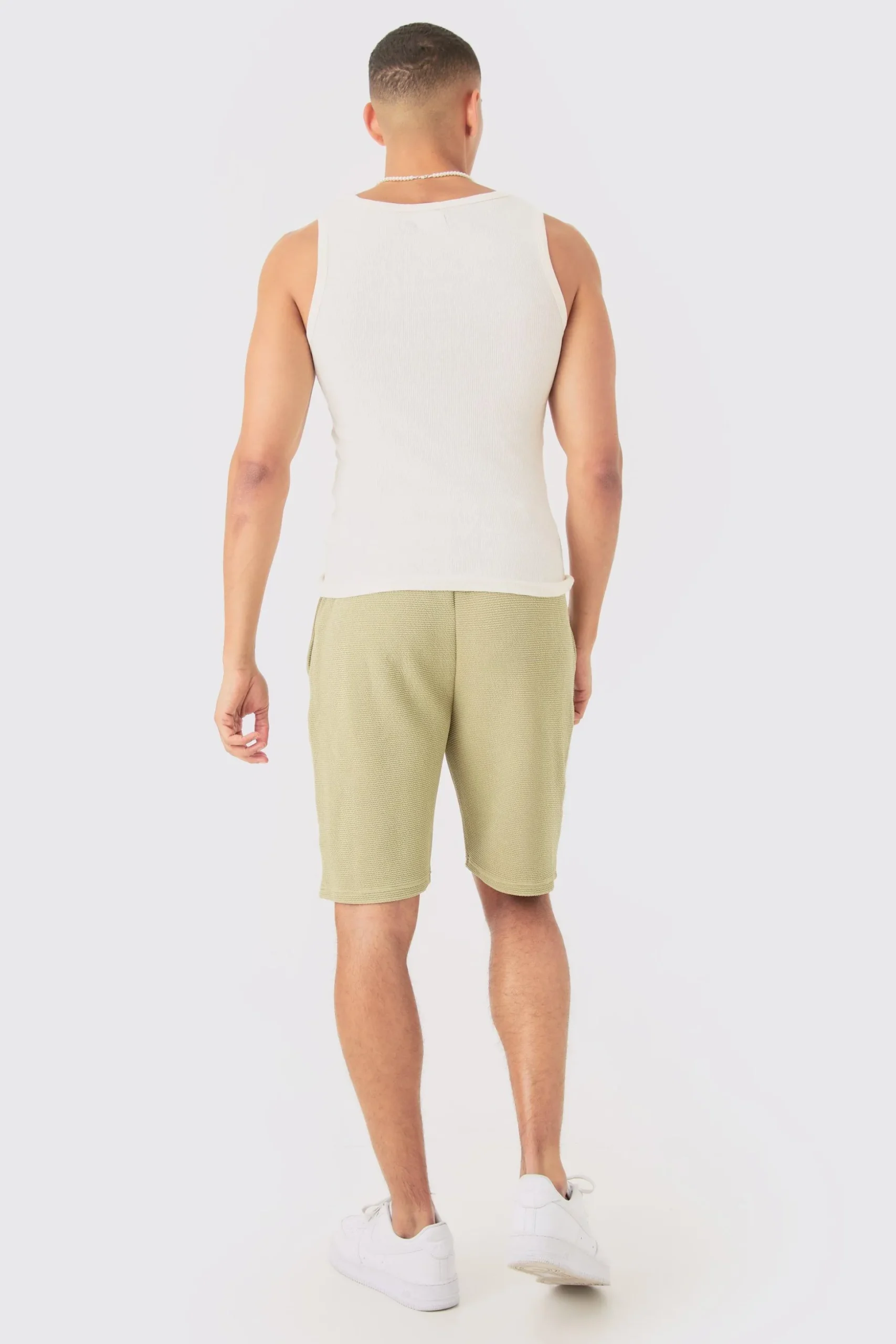 Loose Fit Mid Length Textured Shorts | BoohooMAN UK
