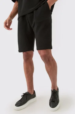 Loose Fit Mid Length Textured Shorts | BoohooMAN UK