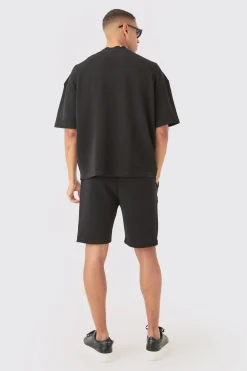 Loose Fit Mid Length Textured Shorts | BoohooMAN UK