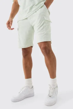 Loose Fit Mid Towelling Homme Cargo Shorts | BoohooMAN UK