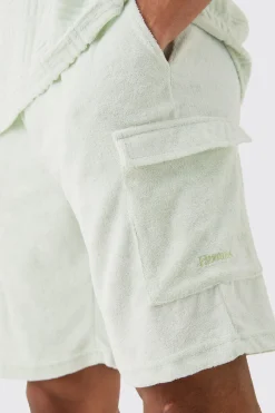 Loose Fit Mid Towelling Homme Cargo Shorts | BoohooMAN UK