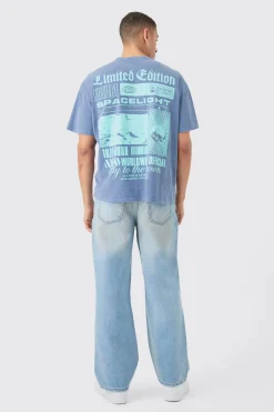 Loose Fit Moon Graphic Back Print T-shirt | BoohooMAN UK
