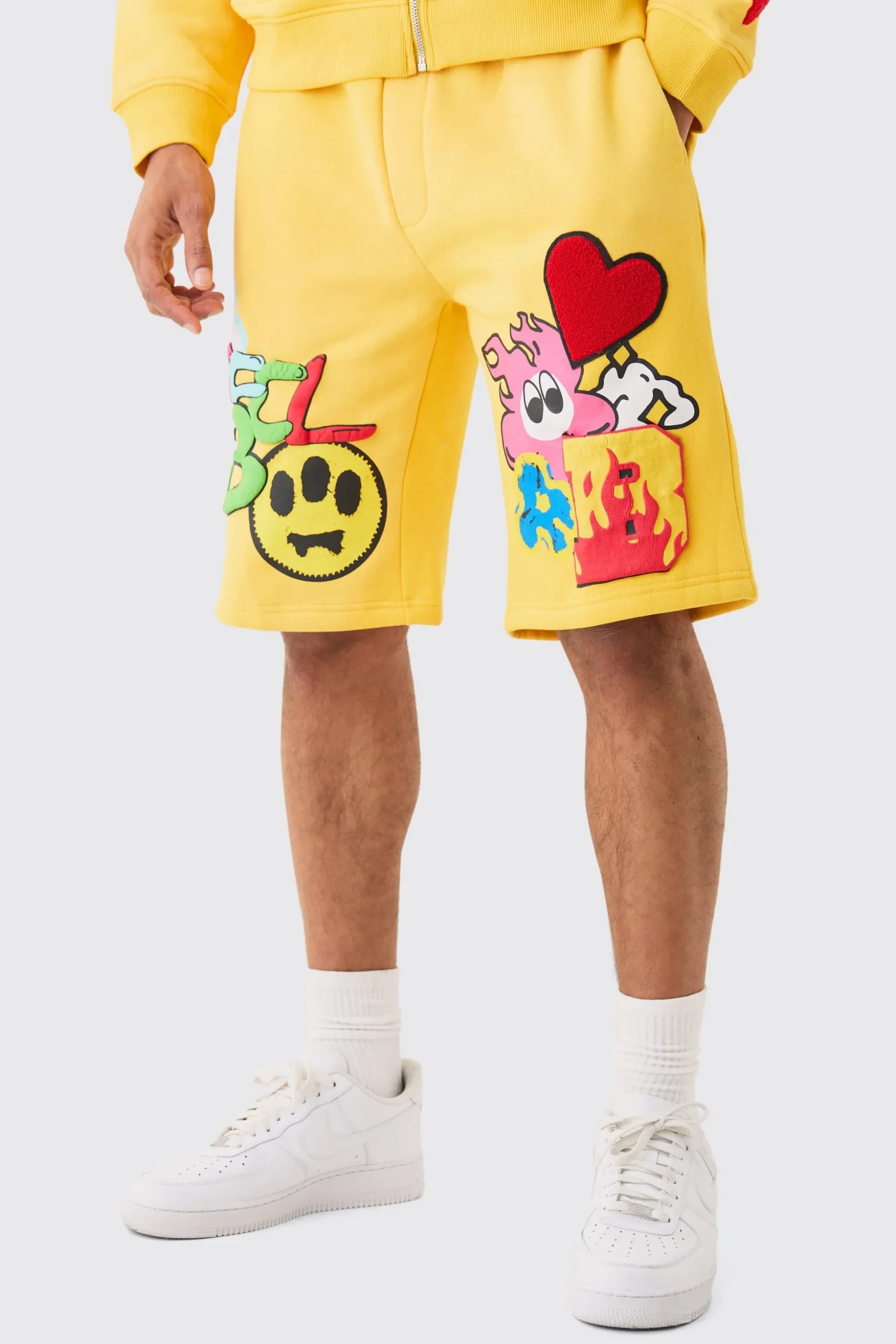 Loose Fit Ofcl Puff Print Shorts | BoohooMAN UK