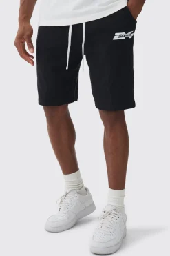 Loose Fit Printed Waffle Mid Length Shorts | BoohooMAN UK