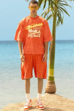 Loose Fit Reverse Loopback Printed Shorts | BoohooMAN UK