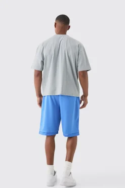 Loose Fit Satin Mesh Basketball Shorts | BoohooMAN UK