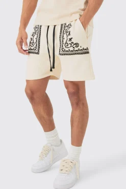 Loose Fit Short Length Baroque Embroidered Shorts | BoohooMAN UK
